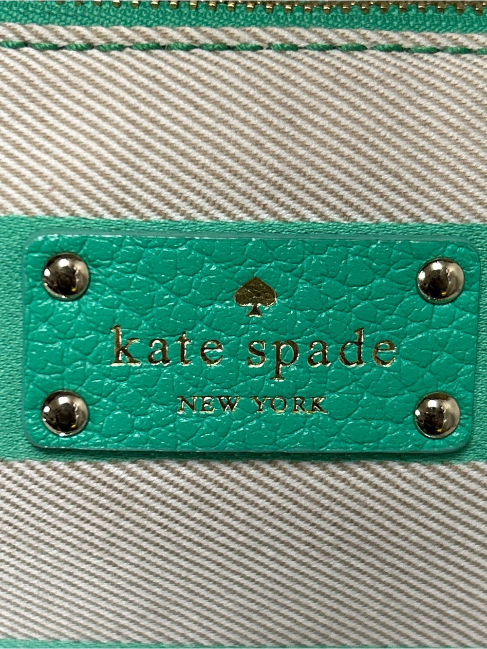 kate spade Storybook Lining Teal and Cream Stripe Crossbody Approx. 10 x 6.5 x 3 - Picture 6 of 17